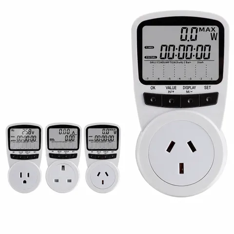 Prise de Compteur de Puissance Numérique Consommation d'Énergie Électrique Wattmètre Fiche Tension Fréquence Protection Surcharge