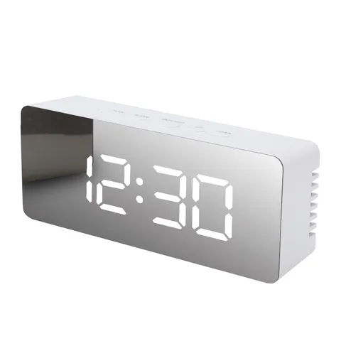 Modern Minimalist LED Mirror Digital Alarm Clock Creative Electronic Table Clock With Temperature Display For Home Office