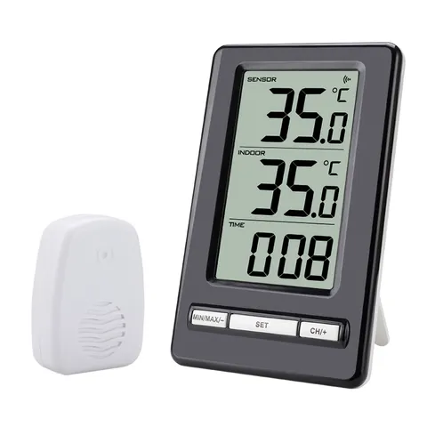 Wireless Indoor Outdoor Thermometer Digital Hygrometer Room Temperature Monitor With Wireless Sensor And Clock