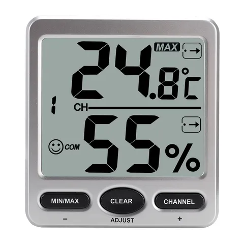 Thermo-Hygromètre Numérique Sans Fil Intérieur Extérieur Grand Écran LCD Station Météo Moniteur de Température et d'Humidité