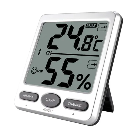 Thermo-Hygromètre Numérique Sans Fil Intérieur Extérieur Grand Écran LCD Station Météo Moniteur de Température et d'Humidité
