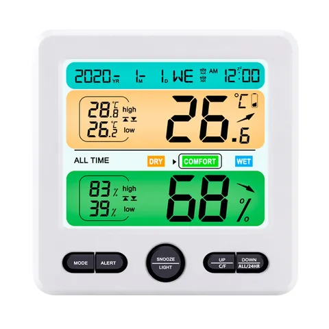 Multifunctional Digital Temperature And Humidity Monitor Electronic Clock Indoor Desk Alarm Clock With Large LCD Display