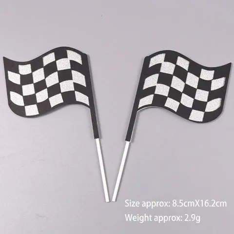 Race Schaakbord Taarttopper Zwart Goud Holografisch Zilver Gingham Vlag Happy Birthday Jongen Verjaardagsfeest Taart Decoratie