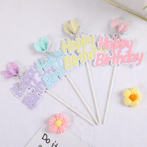 Χαριτωμένα Αυτιά Κουνελιού Happy Birthday Διακοσμητικό Τούρτας Χαρτί Γκλίτερ Κουνελάκι Διακόσμηση Τούρτας για Κορίτσια Πάρτι Γενεθλίων Είδη Τραπεζιού Επιδόρπιου