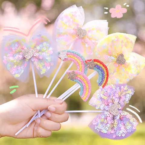 Ins Stijl Pailletten Strik Regenboog Happy Birthday Taarttopper Gaas Glitter Hart Ster Cupcake Decoratie Voor Verjaardagsfeestje