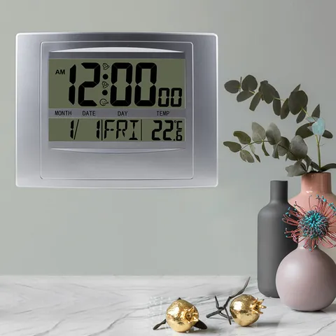 Multifunctional Digital Wall Clock Large LCD Screen Electronic Thermometer Calendar Desktop Silent Alarm Clock For Home
