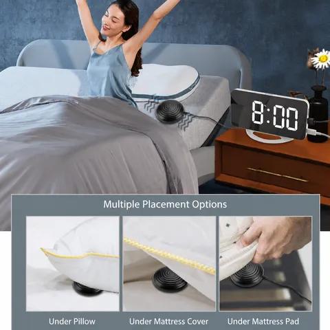 Réveil Miroir Numérique LED Avec Vibration de Chevet Charge USB Orologio Électronique de Bureau Pour Gros Dormeurs