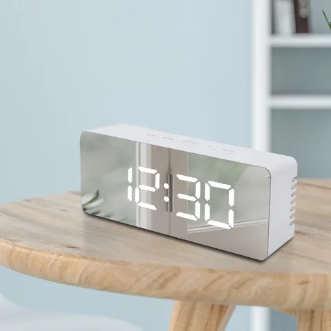 Multifunctional LED Digital Mirror Clock Creative Desktop Electronic Alarm Clock Temperature Display For Home Office