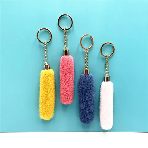 Cute Plush Tassel Keychain Cartoon Faux Fur Bag Pendant Car Key Ring Ornament Creative Gift For Women Girls
