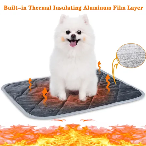 Couverture Thermique Chauffante pour Animal de Compagnie Tapis Chien Chat Imperméable Lavable Chaud Hiver