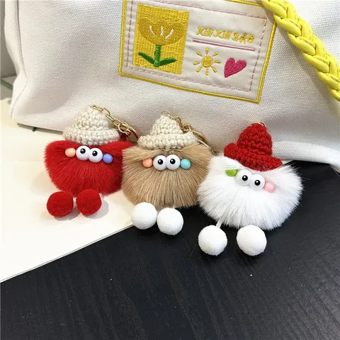 Cute Ugly Monster Plush Keychain Soot Sprite Sprite Pom Pom Bag Pendant Car Key Ring Accessory Gift For Girls