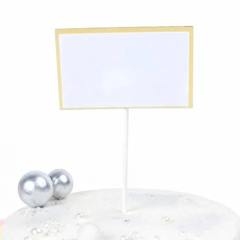 Beschrijfbare DIY Verjaardag Taarttopper Goud Rozegoud Dubbellaagse Rand Papier Dessert Decoratie Gepersonaliseerd Feestaccessoire