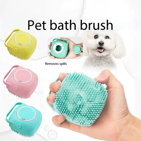 Brosse de Bain pour Animaux en Silicone Multifonctionnelle Poils Souples Chien Chat Brosse de Massage Outil de Nettoyage Douche