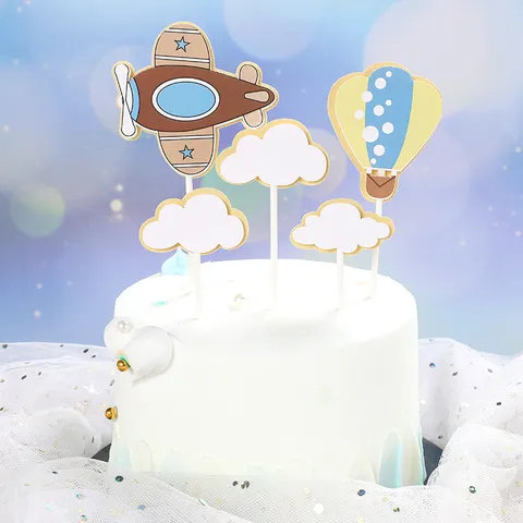 Vliegtuig Wolk Luchtballon Taart Decoratie Set Voor Kinderen Verjaardagsfeest Decoratie Schattige Tekenfilm Thema Papier