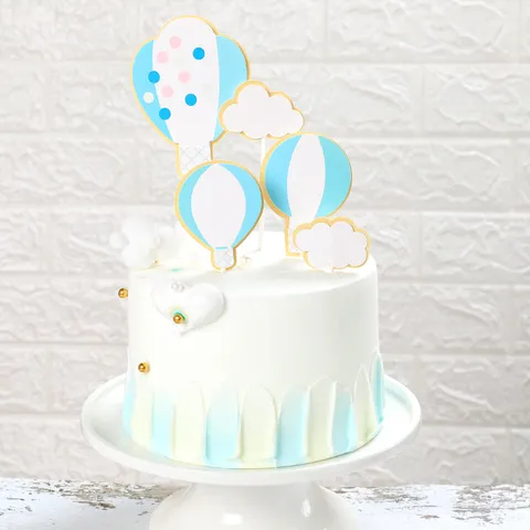 Luchtballon En Wolk Taarttopper Set Papier Stippen Cake Decoration Voor Verjaardag Feest Bruiloft Dessert Tafel Decoratie