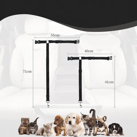 Ceinture de Sécurité Voiture pour Animal en Nylon Ajustable Laisse de Sécurité pour Chien Rétractable Accessoires de Voyage
