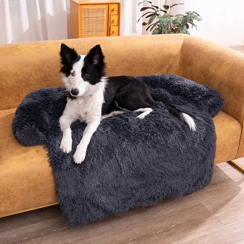 Lit Canapé en Peluche pour Animal de Compagnie Chaud d'Hiver Antidérapant Lavable Tapis pour Chien et Chat