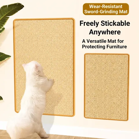Tapis à Gratter pour Chat en Sisal Naturel Mural Résistant à l'Usure Protection de Meubles Jouet pour Chat