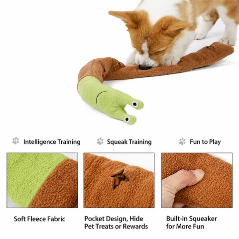 Pet Snuffle Toy Plush Snail Interactive Puzzle Chew Toy For Dog Foraging Squeaker Training Daily Play Pet Supplies