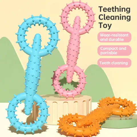 Jouet à Mâcher pour Chien en Anneau TPR Nettoyage des Dents Jouet d'Entraînement Interactif Anneau de Dentition pour Chiot Résistant à l'Usure Fournitures pour Animaux