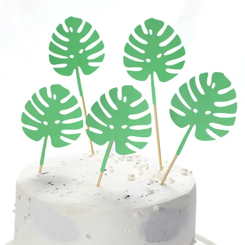 Leeuw Thema Taarttopper Monstera Blad Cactus Dier Verjaardag Taart Decoraties Jungle Safari Feestartikelen Bos Thema Toppers