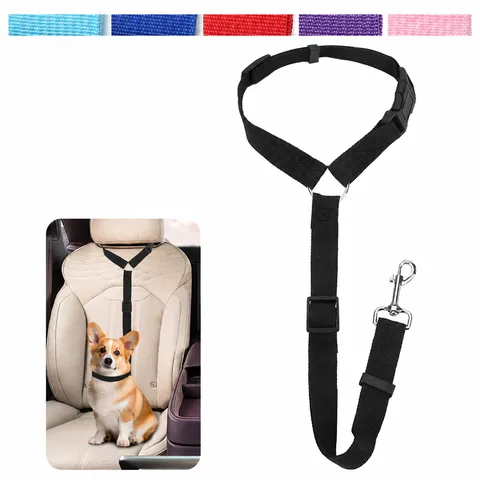 Ceinture de Sécurité Voiture pour Animal en Nylon Ajustable Laisse de Sécurité pour Chien Rétractable Accessoires de Voyage