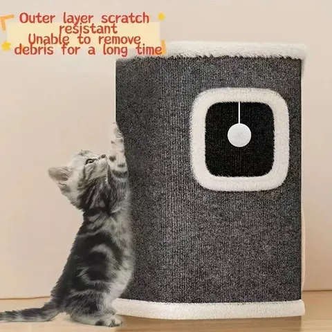Arbre à Chat Intégré avec Griffoir en Sisal Maison de Chat Intérieur Villa Fermée pour Chats de Compagnie