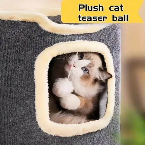 Arbre à Chat Intégré avec Griffoir en Sisal Maison de Chat Intérieur Villa Fermée pour Chats de Compagnie