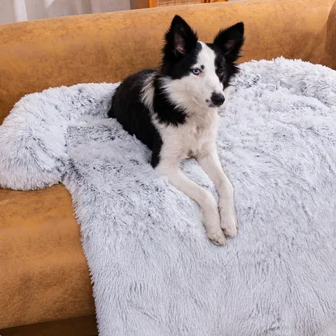 Lit Canapé en Peluche pour Animal de Compagnie Chaud d'Hiver Antidérapant Lavable Tapis pour Chien et Chat