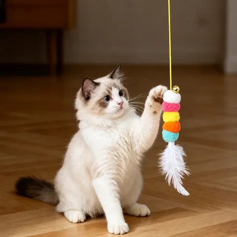 Jouet Suspendu Électrique Automatique pour Chat Yo-Yo Interactif avec Chenille en Peluche et Plume Fournitures pour Animaux