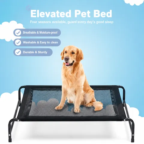 Lit pour Chien Surélevé Portable Tissu en Maille Respirant Lit pour Animal Surélevé Tapis de Compagnie Durable Refroidissant Portable