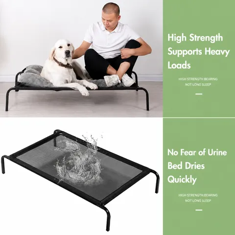 Lit pour Chien Surélevé Portable Tissu en Maille Respirant Lit pour Animal Surélevé Tapis de Compagnie Durable Refroidissant Portable