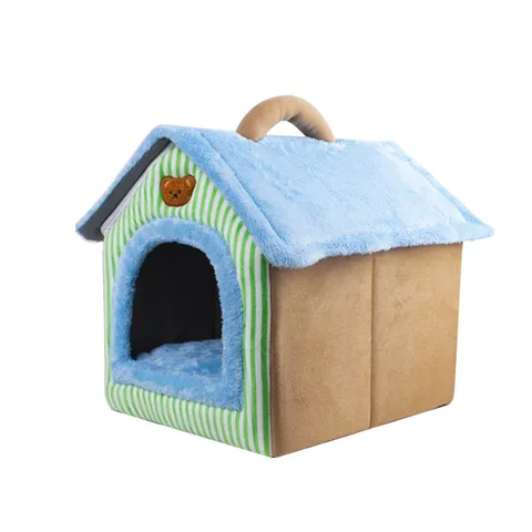 Hiver Chaud Semi Ferme Mignon Ours Animal De Compagnie Chat Lit Maison Epaissi Lavable Petit Chien Chiot Nid De Sommeil Grotte Interieure