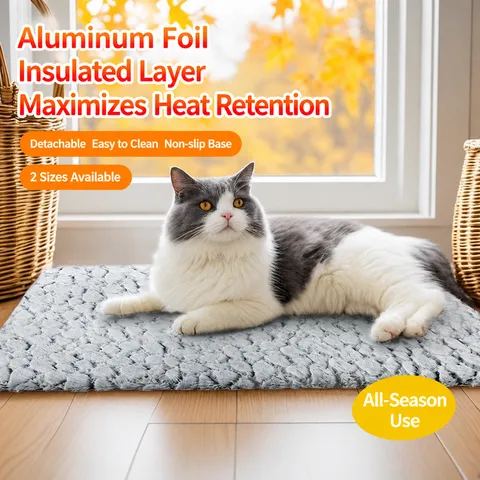 Tapis de Couchage Thermochauffant pour Animaux Fleece Flocon de Neige Lavable Isolation Aluminium Chien Chat