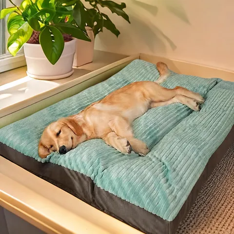 Grand Lit pour Chien Tapis pour Animal de Compagnie Rayé Épaissi Doux Flanelle Canapé de Sommeil Chaud pour Chiens Moyens et Grands Toutes Saisons