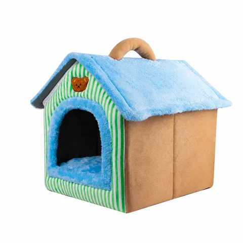 Hiver Chaud Semi Ferme Mignon Ours Animal De Compagnie Chat Lit Maison Epaissi Lavable Petit Chien Chiot Nid De Sommeil Grotte Interieure
