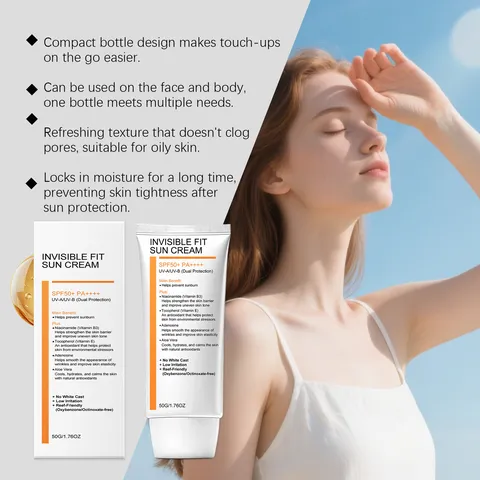 Crème Solaire Hydratante à la Niacinamide SPF50 PA Plus Imperméable Rafraîchissante Visage Corps Protection UV Soin de la Peau