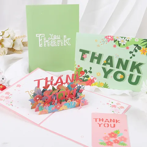 Tarjeta de Felicitación Thank You Pop Up 3D Corte Láser Floral Incluye Sobre y Nota Pequeña para Regalos Tarjetas de Bendición
