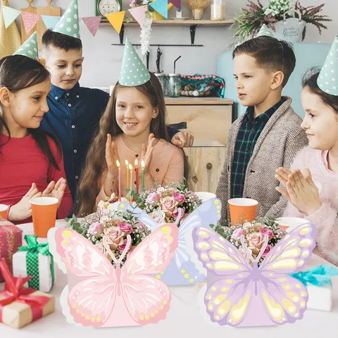 3D Butterfly Shape Cardboard Snack Box Hollow Out Gift Box For Wedding Birthday Party Tea Party Decorations Candy Container