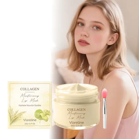 VIARELINE Mascarilla Labial Hidratante de Colágeno Bálsamo Labial Nutritivo con Pincel Tratamiento Cuidado Antienvejecimiento