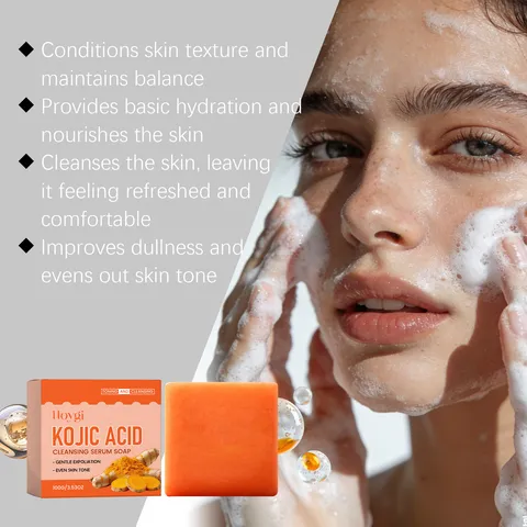 Savon Sérum Nettoyant Visage Acide Kojique Exfoliation Douce Nettoyage Profond Hydratant Barre de Soin