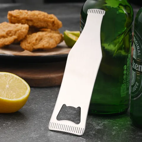 Creative Bottle Shaped Stainless Steel Beer Bottle Opener Thickened Portable Soda Cap Remover For Bar Home Kitchen Party Accessory