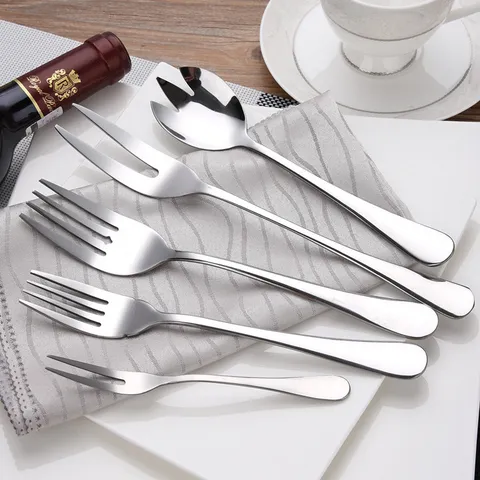 Stainless Steel Hotel Cutlery Set Mirror Polished Dinnerware Soup Spoon Service Fork Dessert Spoon Cream Knife For Restaurant