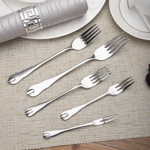 Waterdrop Series 410 Stainless Steel Dinner Fork Mirror Polished Thickened Steak Fork Dessert Fruit Fork Household Cutlery