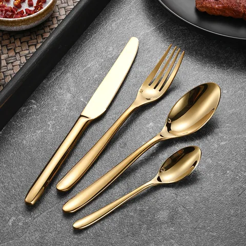 304 Stainless Steel Cutlery Set Luxury Mirror Polished Dinner Knife Fork Spoon Dessert Spoon For Hotel Restaurant Home Dining