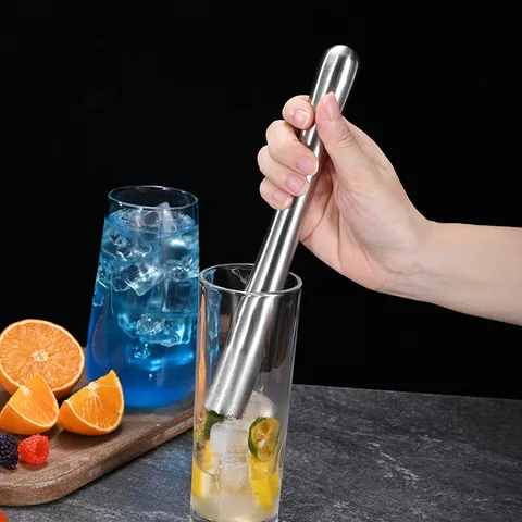 304 Stainless Steel Cocktail Muddler Professional Fruit Lemon Juicer Ice Crusher Bar Stirring Rod For Drinks Mixing Home Bar Tool