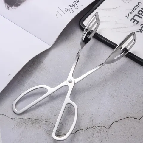 Stainless Steel Food Tongs Hollow Bread Steak Salad Tongs Scissor Style Buffets Kitchen Tongs For Serving Cooking Daily