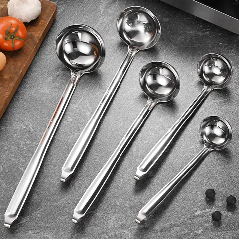 Lange Griff Edelstahl Schöpflöffel Spiegelpoliert Kochlöffel Mit Haken Für Hotel Home Hotpot Servieren Küchenhelfer