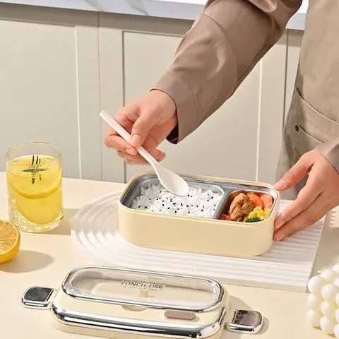 Fiambrera Térmica Capas Acero Inoxidable 304 Bento Box Portátil Con Bolsa Apto Para Microondas Contenedor Almuerzo Oficina