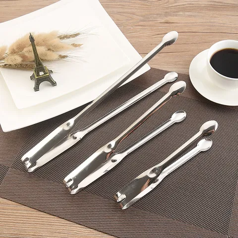 Stainless Steel Food Tongs Long Handle Serrated Seafood Sashimi Serving Tongs For Buffet Restaurant Kitchen Serving Tools Silver
